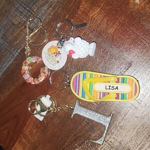 Purse Charm Bag Keychain Lot 4 Flipflop Letter L C Lamb Sheep World